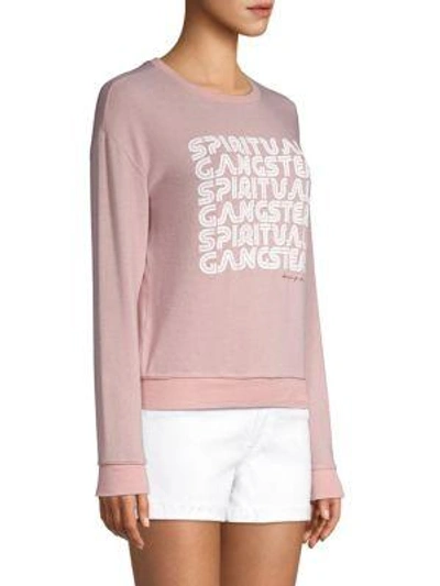 Shop Spiritual Gangster Retro Logo Sweatshirt In Rose Quartz