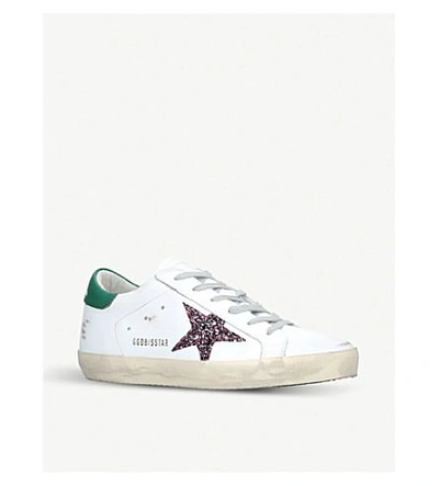 Shop Golden Goose Superstar H17 Leather Trainers In White
