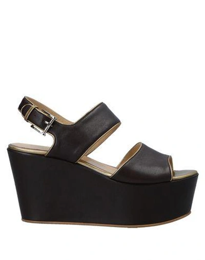 Shop A.testoni Sandals In Dark Brown