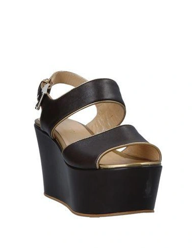 Shop A.testoni Sandals In Dark Brown