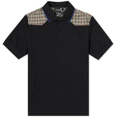 Shop Raf Simons Fred Perry X  Check Shoulder Polo In Black