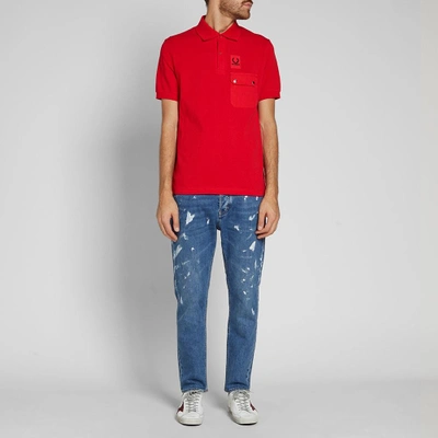 Shop Raf Simons Fred Perry X  Logo Pocket Polo In Red
