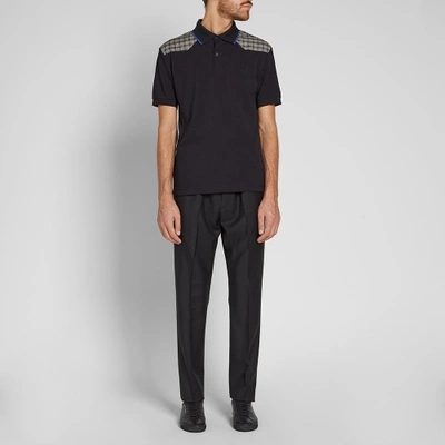 Shop Raf Simons Fred Perry X  Check Shoulder Polo In Black