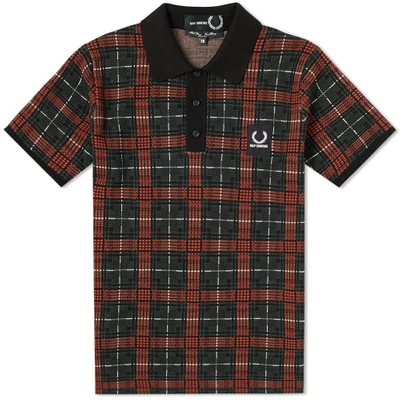 Shop Raf Simons Fred Perry X  Jacquard Knit Polo In Orange