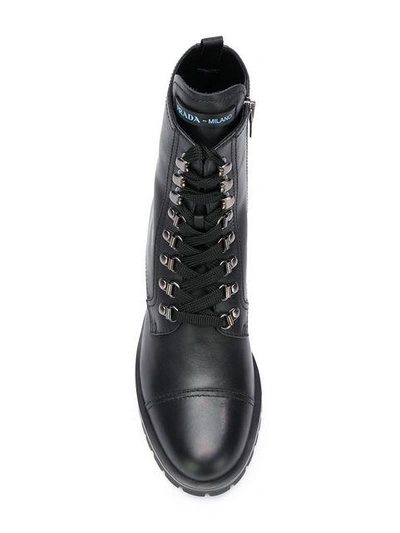 Shop Prada Milano Lace-up Ankle Boots - Black