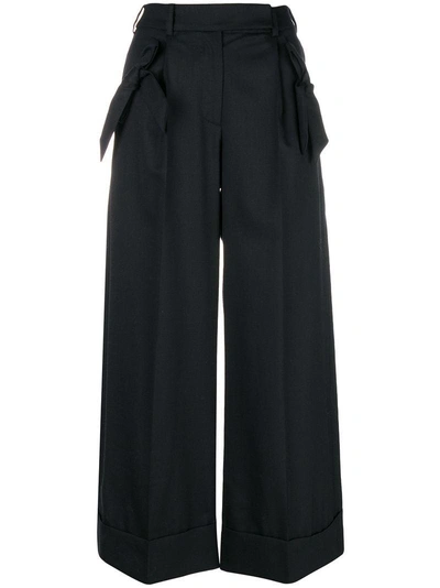 Shop Simone Rocha Cropped Wide-leg Trousers - Black