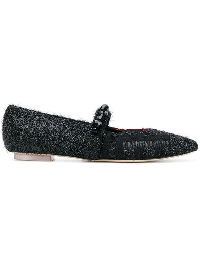 Shop Simone Rocha Bead-embellished Tartan Shoes - Black