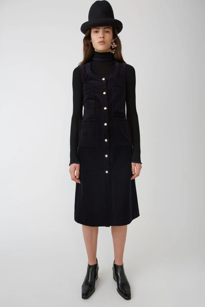 Shop Acne Studios Corduroy Dress Navy Blue