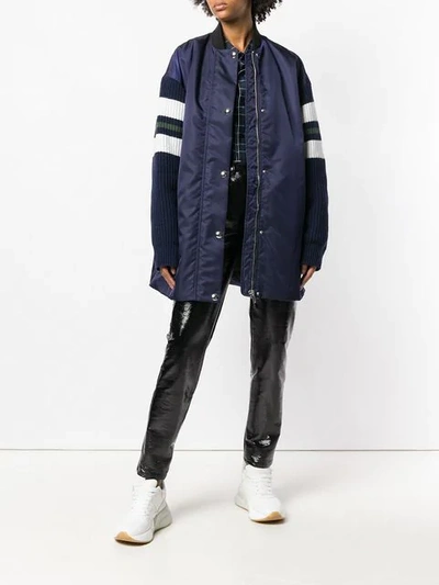 Shop Msgm Bomber Coat - Blue