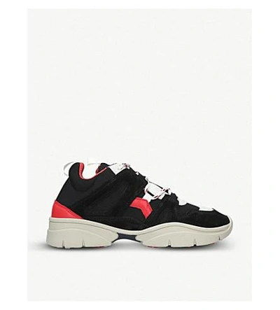 Shop Isabel Marant Kindsay Leather And Neoprene Trainers In Black
