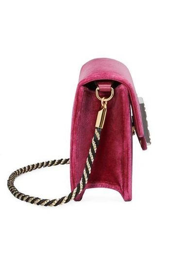 Shop Gucci Pink Velvet Shoulder Bag With Square G