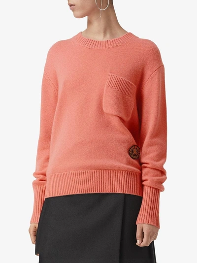 Shop Burberry Pocket Sweater In Pink