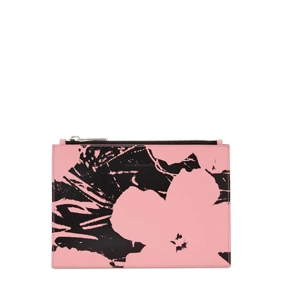 Shop Calvin Klein 205w39nyc Flowers Small Leather Pouch In Pink