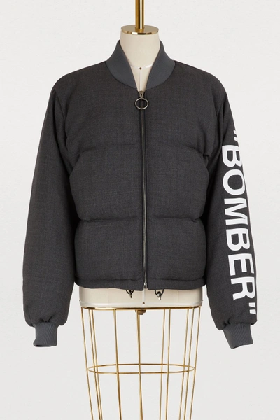 Shop Off-white Wool Bomber Jacket In Grey