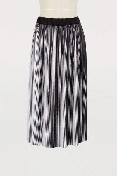 Shop Balmain Pleated Midi Skirt In Noir/blanc C5101