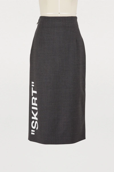 Shop Off-white Wool Pencil Skirt In Grey