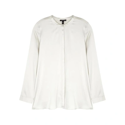 Shop Eileen Fisher Off-white Silk Charmeuse Shirt In Off White