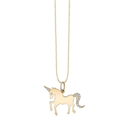 Shop Sydney Evan 14ct Yellow Gold Unicorn Charm Necklace
