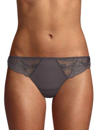 Shop Simone Perele Women's Promesse Tanga Lace Panties In Anthracite