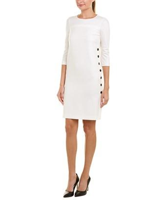 Escada Wool Shift Dress In White | ModeSens