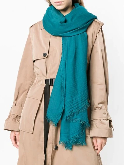 Shop Faliero Sarti Frayed Hem Scarf In Blue