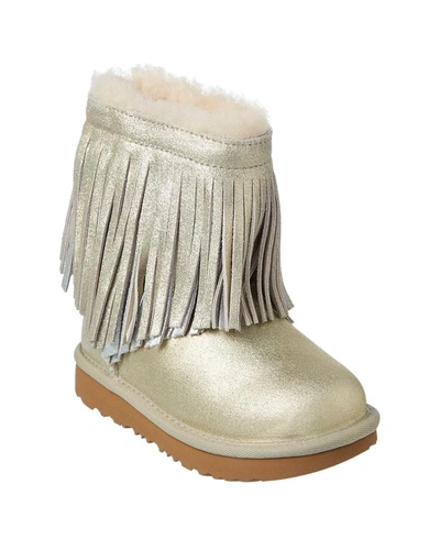 Shop Ugg Classic Short Ii Fringe Suede Boot In Metallic