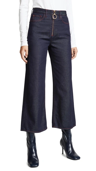 Shop M.i.h. Jeans Caron Wideleg Jeans With Contrast Stitching In Rinse