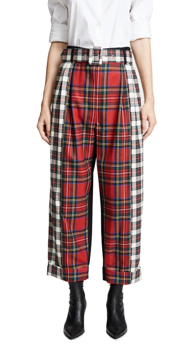 Shop Isa Arfen Contrast Belted Trousers In White/red/black
