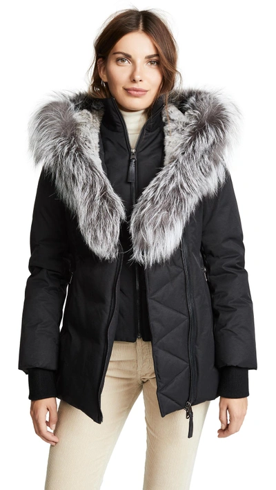 Shop Mackage Priya Down Parka In Black/silver