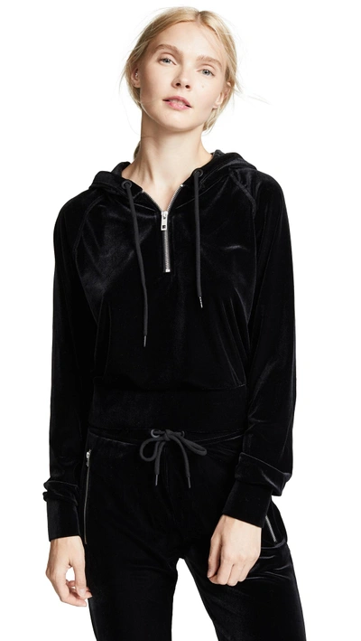 Shop Rag & Bone Velvet Cropped Hoodie In Black