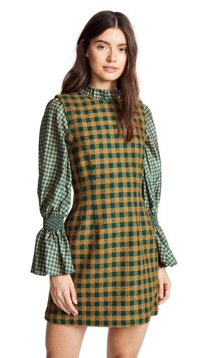 Shop Sea Ethno Combo Dress In Green Check