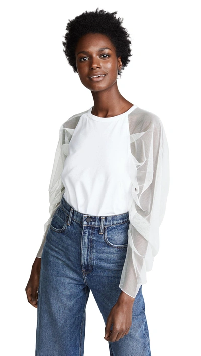 Shop See By Chloé Sheer Sleeve Top In White Powder