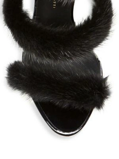 Shop Giuseppe Zanotti Triple Mink Fur Band Sandals In Blush