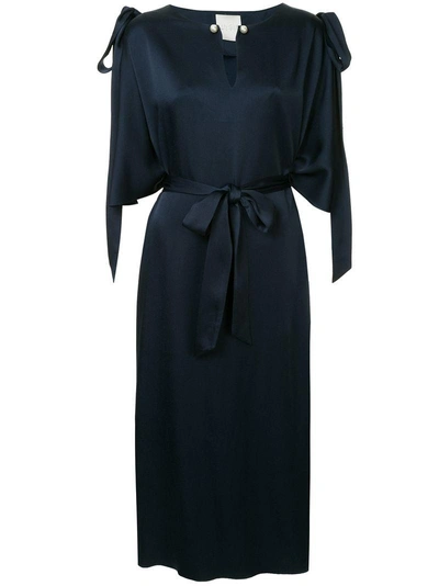 Shop Ingie Paris Bow Shoulder Midi Dress - Blue