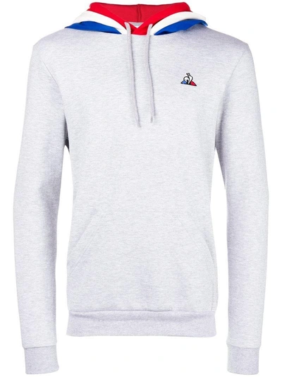 Shop Le Coq Sportif Contrast Hooded Sweatshirt - Grey