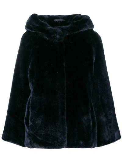 Shop Tagliatore Faux Fur Hooded Jacket - Blue