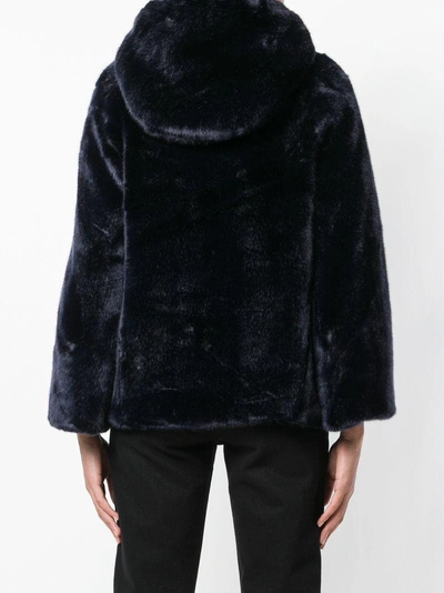 Shop Tagliatore Faux Fur Hooded Jacket - Blue