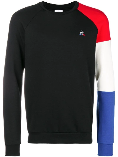 Shop Le Coq Sportif Logo Colour-block Sweater - Black