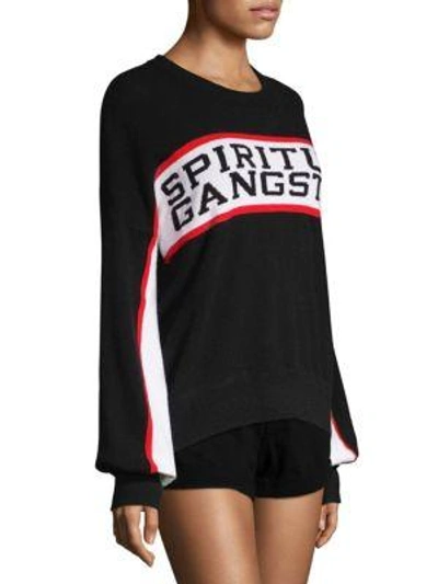 Shop Spiritual Gangster Logo Wool & Cashmere Knit Sweater In Black