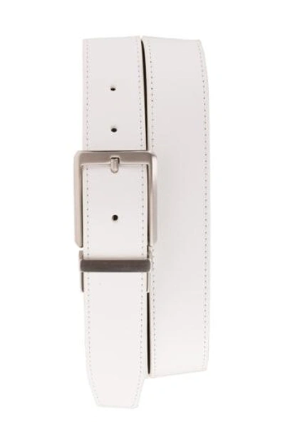Shop Nike 'core' Reversible Leather Belt In White/ Black