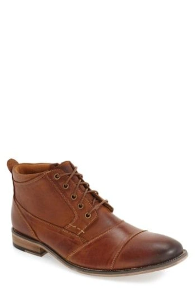 Shop Steve Madden 'jabbar' Cap Toe Boot In Dark Tan Leather