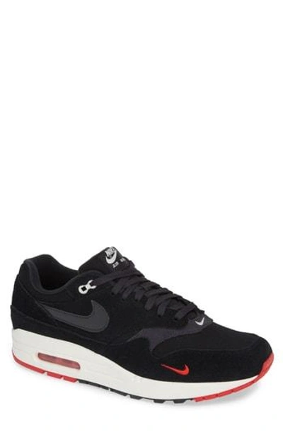 Shop Nike Air Max 1 Premium Sneaker In Black/ Grey/ University Red
