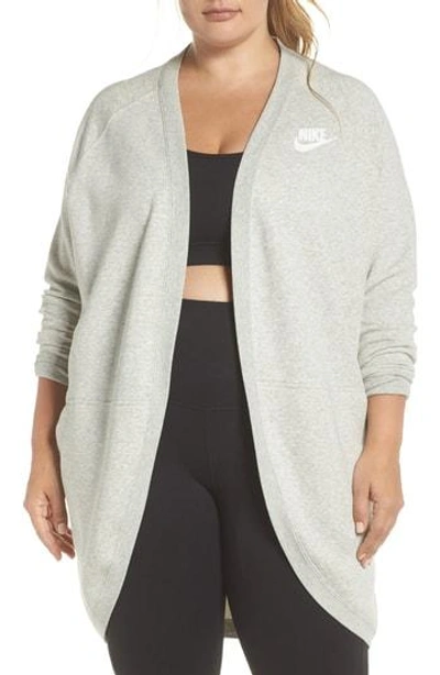Nike Plus Size Sportswear Rally Fleece Open Cardigan In Grey Heather White  | ModeSens