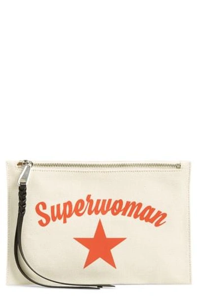 Shop Rebecca Minkoff Superwoman Medium Zip Pouch - Ivory In Cream