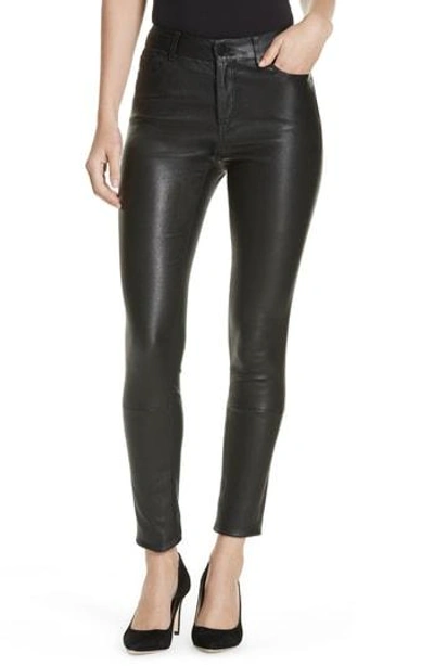 Shop Theory Bristol Leather Skinny Pants In Black