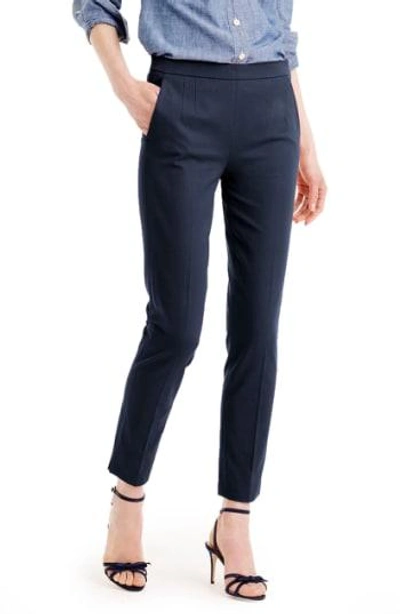 Shop J.crew 'martie' Bi-stretch Cotton Blend Pants In Navy