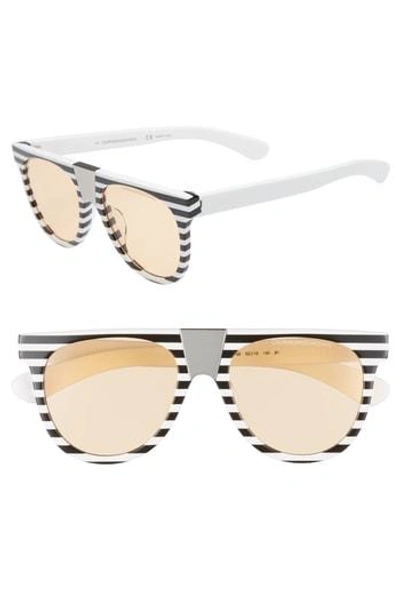 Shop Calvin Klein 52mm Flat Top Sunglasses - White/ Black Stripes