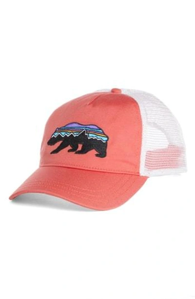 Shop Patagonia Fitz Roy Bear Trucker Hat - Red In Spiced Coral