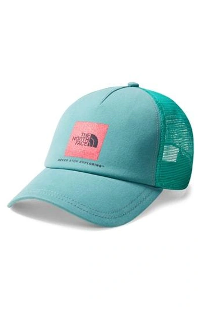 Shop The North Face Low Pro Trucker Hat - Green In Porcelain Green/ Teaberry Pink