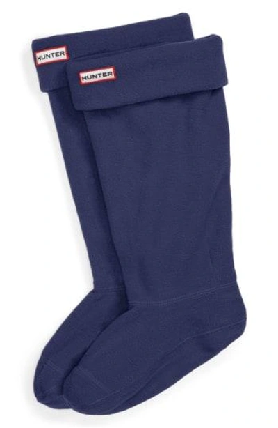 Shop Hunter Original Tall Fleece Welly Boot Socks In Navy Fleece